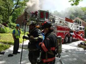 MKFD FAST Team members at Command Post. Bedford Hills Chesnut Ridge Road Fire. (Spring 09)